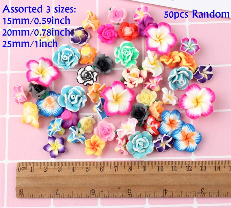 Zhiheng Assorted 50 Pack Tropical Flower Resin Charms Hawaiian Bali Plumeria Flatback Cabochons Flatback Plastic Beads for Miniature Fairy Garden Accessories Scrapbooking Home Decor Supplies - Image 2